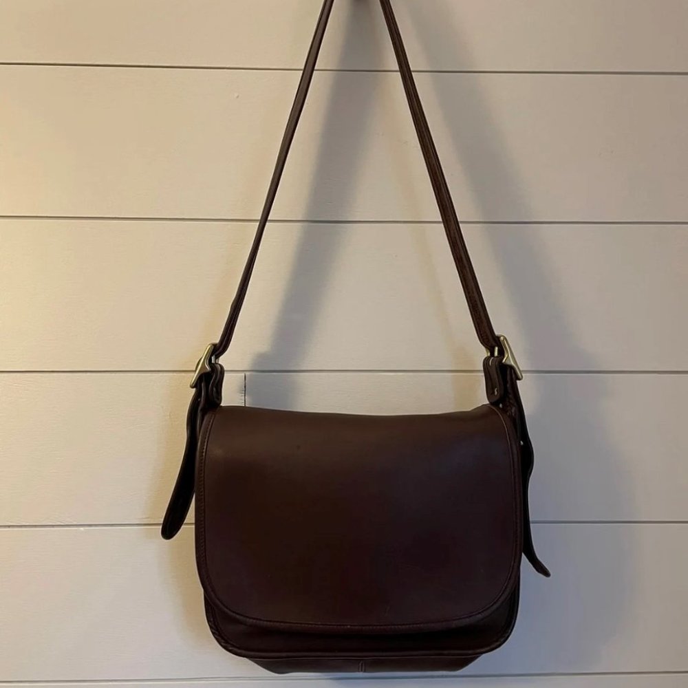 Vintage Coach 9951 Flap Brown Cross-body